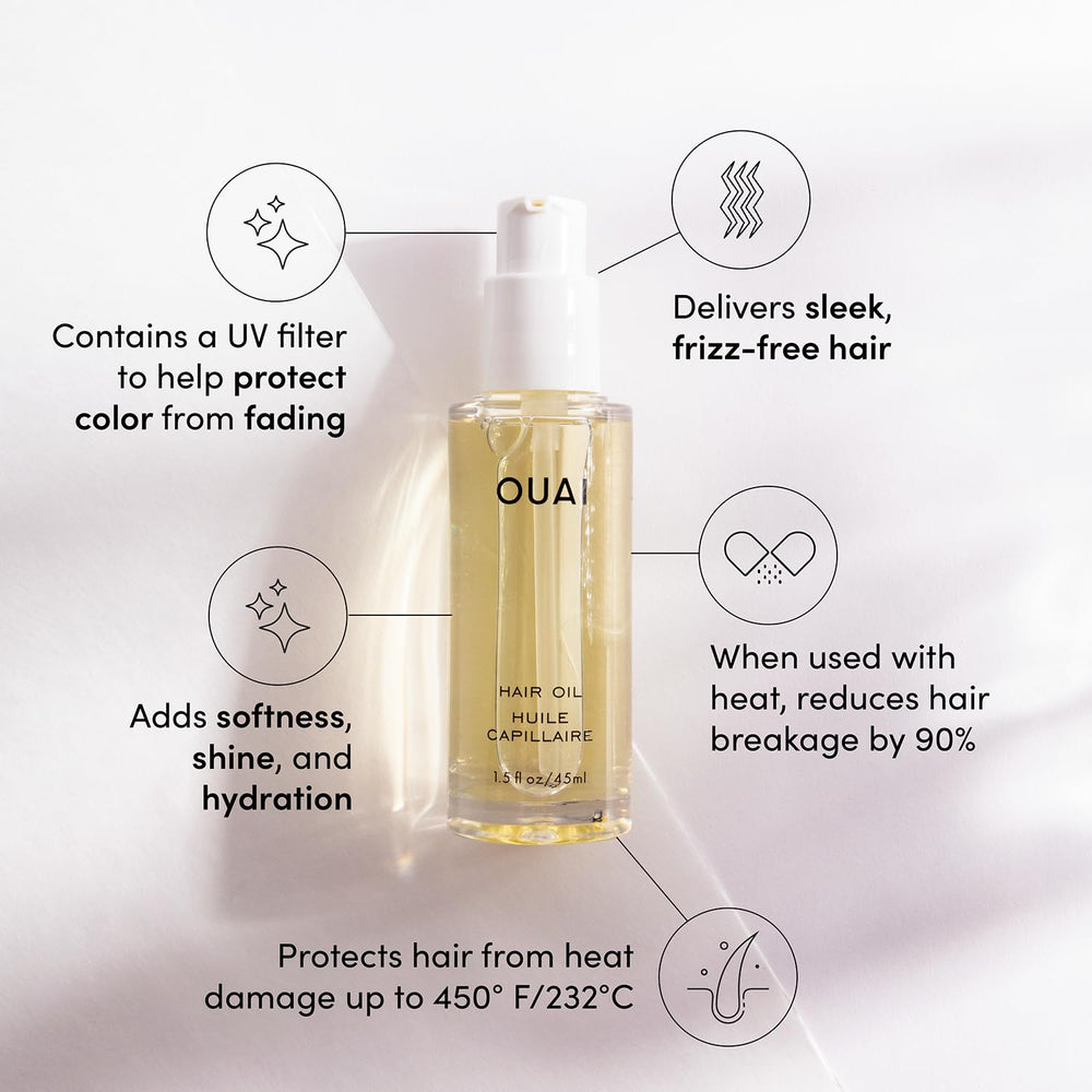 Applying OUAI Hair Oil to damp hair for heat protection