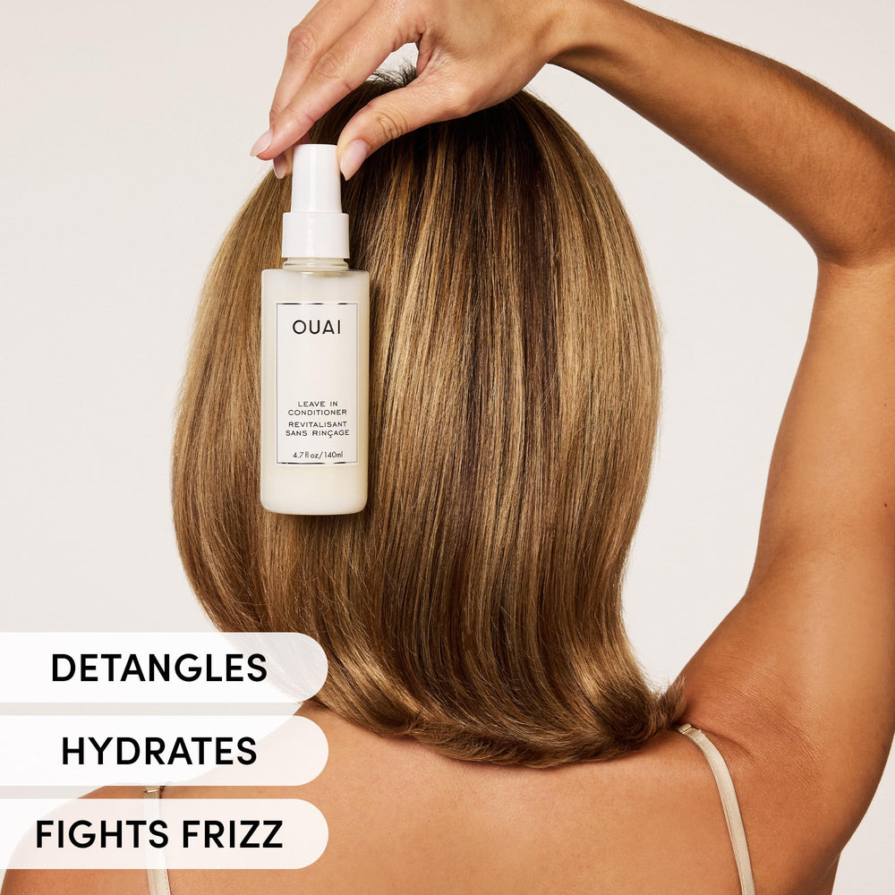 OUAI hair sleek texture close-up showcases smooth strands and healthy shine.
