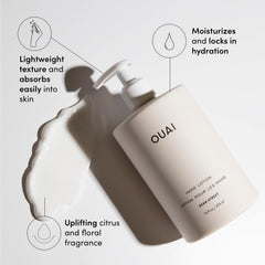 OUAI Hand Lotion creamy texture demonstrates lightweight moisture