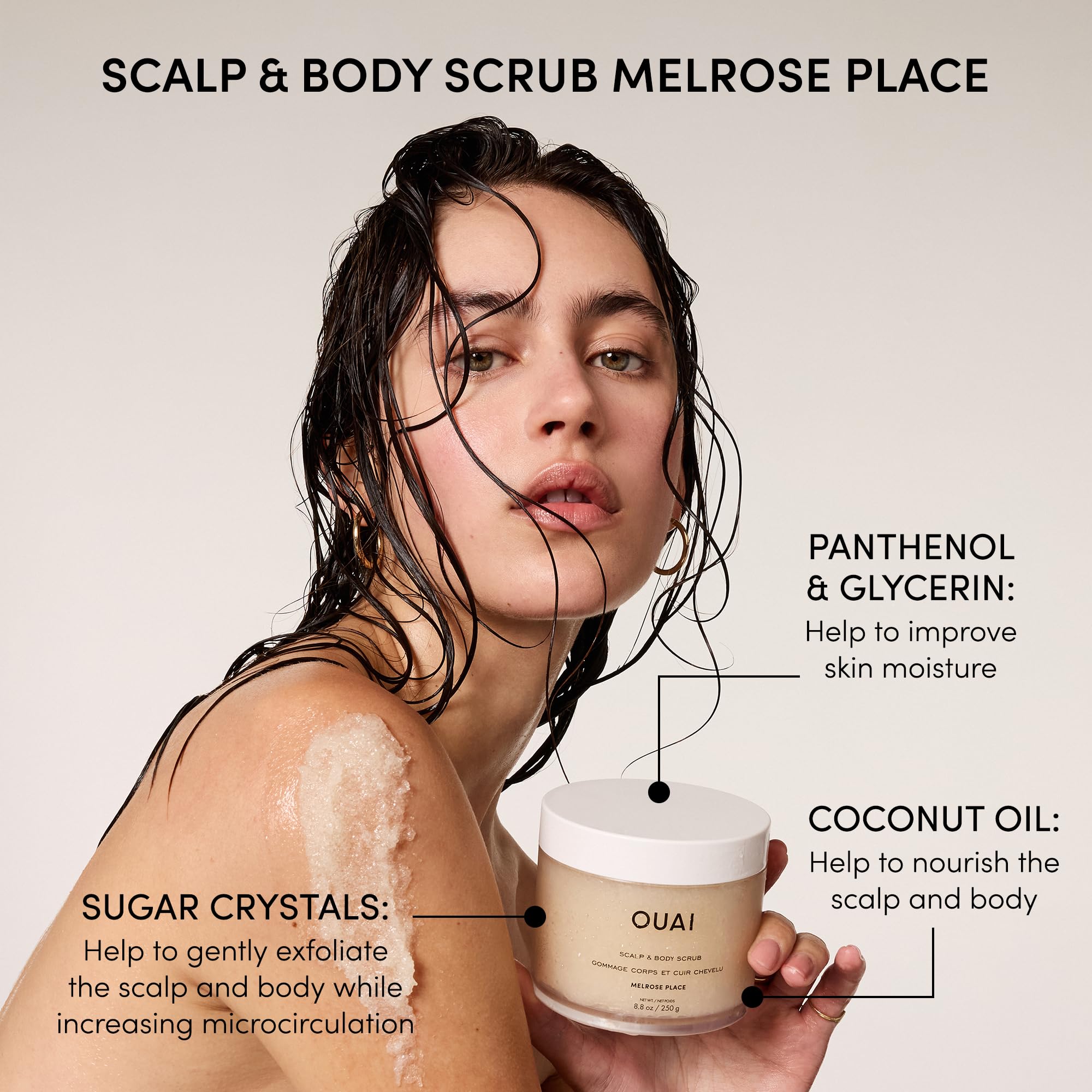 Hands applying sugar scrub on skin showcasing easy, even exfoliation.