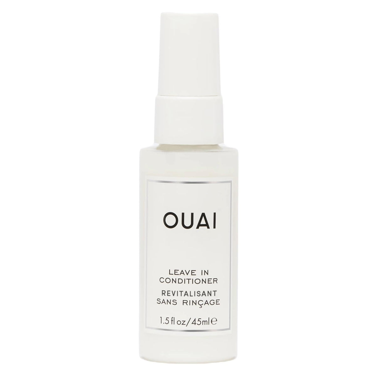 OUAI leave-in conditioner bottle ready for heat protection and detangling on the go.