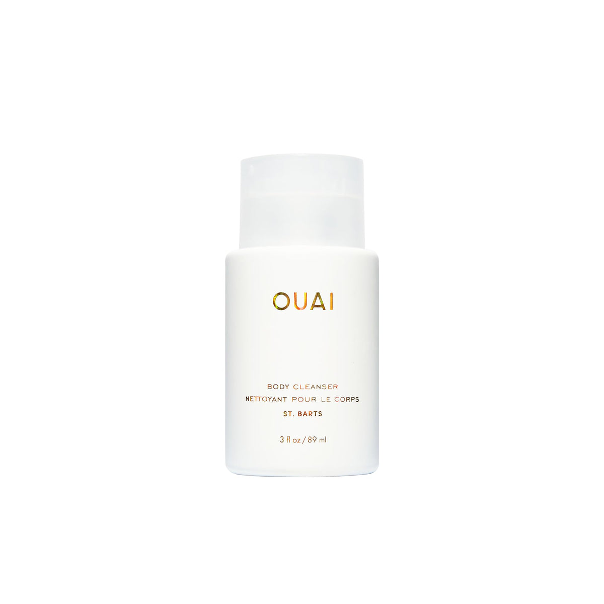 OUAI limpiador corporal en tamaño de viaje, ideal para uso diario.