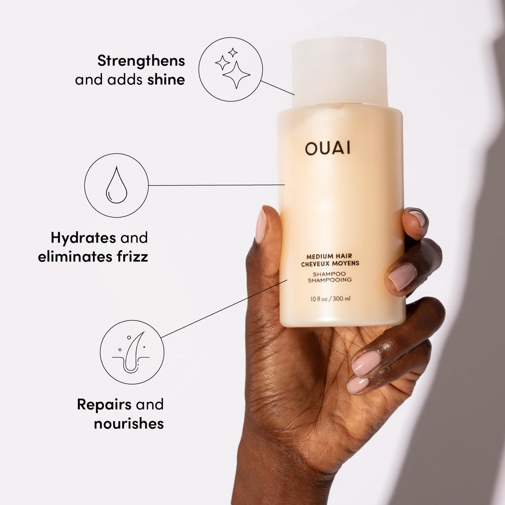 OUAI medium conditioner bottle showcasing nourishing formula for mid-length hair