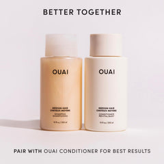 OUAI Medium Shampoo hydrolyzed keratin helps control frizz during application.