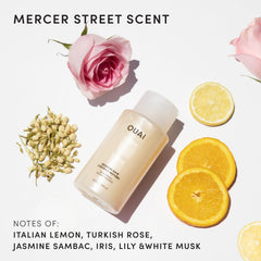 Close-up of OUAI Medium Shampoo lather delivering gentle cleansing.