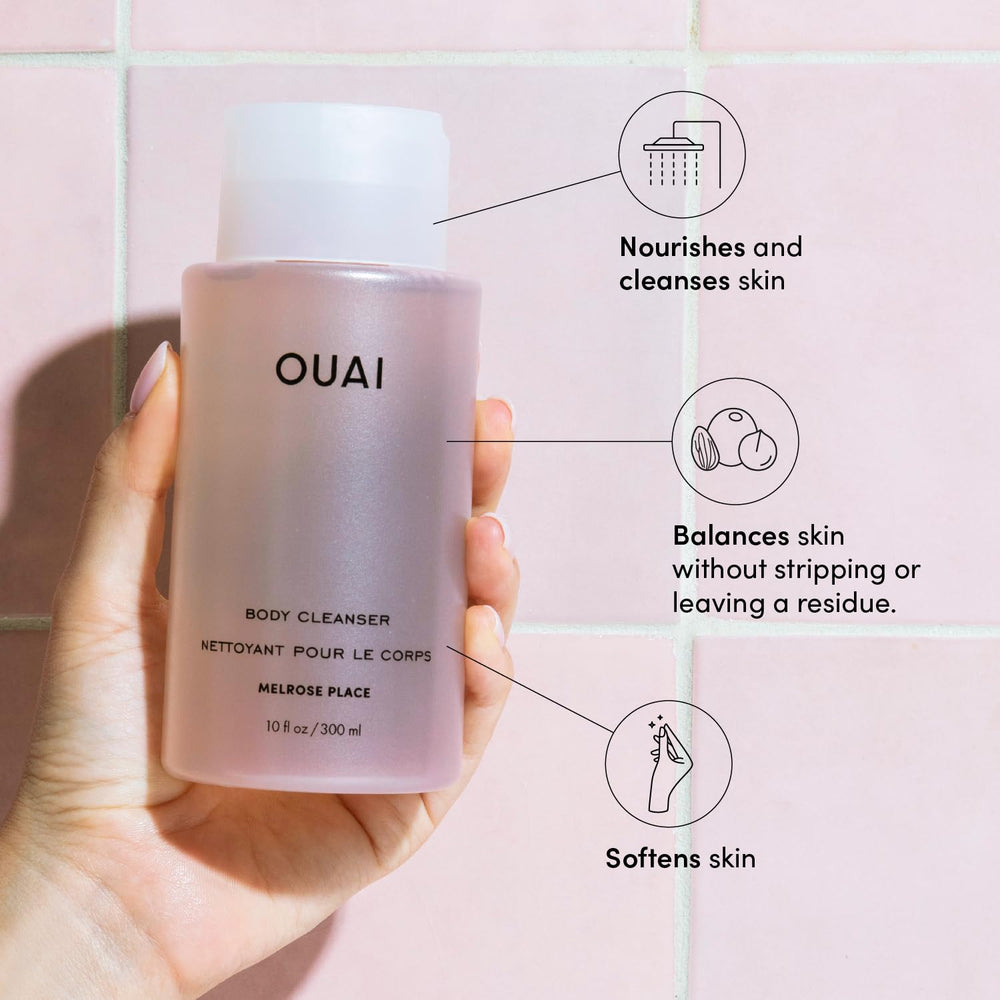OUAI Melrose Place foaming lather with floral notes energizes your morning cleanse.