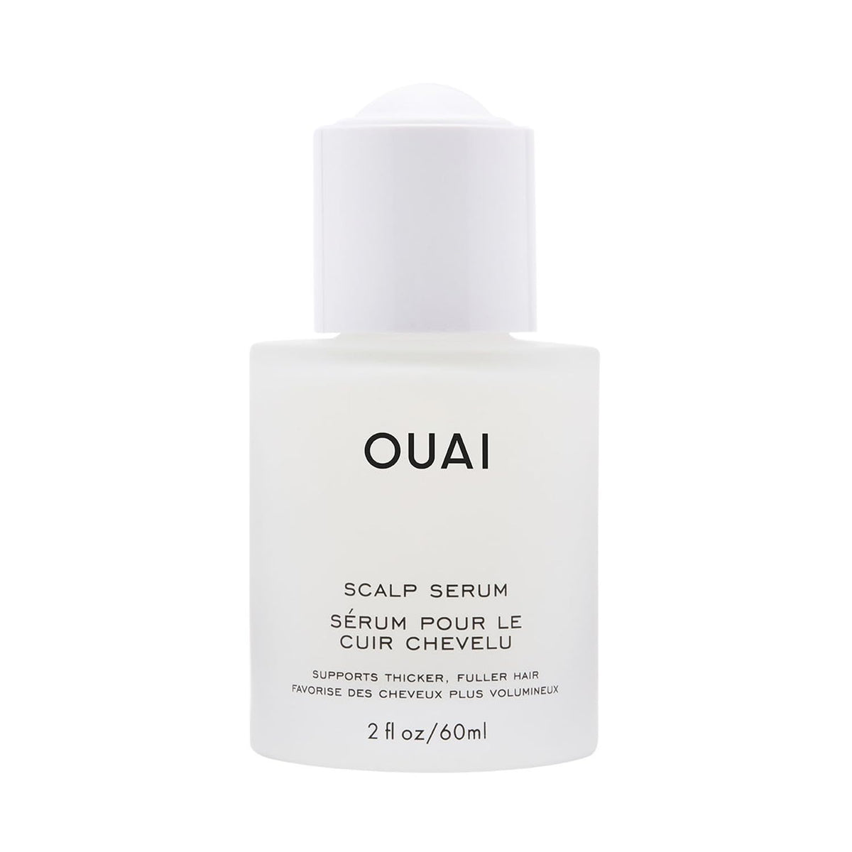 OUAI Scalp Serum bottle with dropper for scalp hydration.