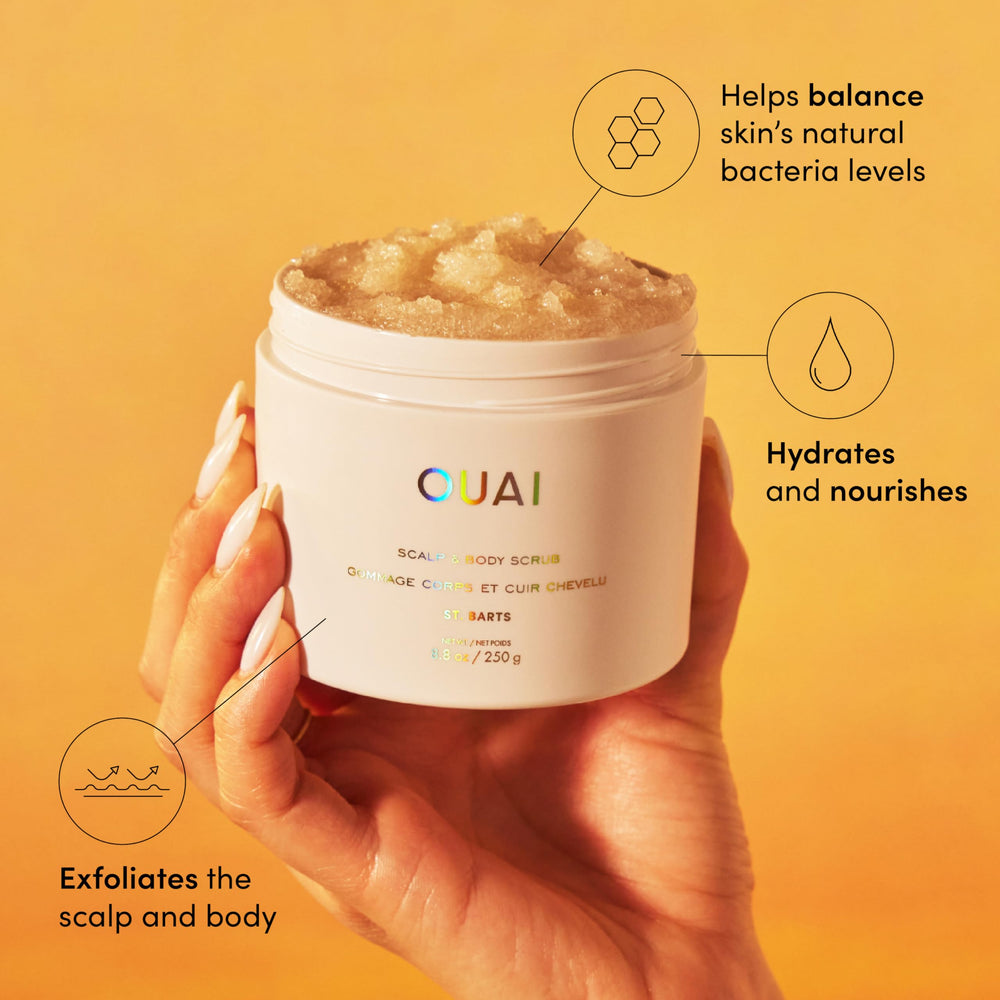 OUAI St Barts Scrub coconut oil nourishes skin while exfoliating