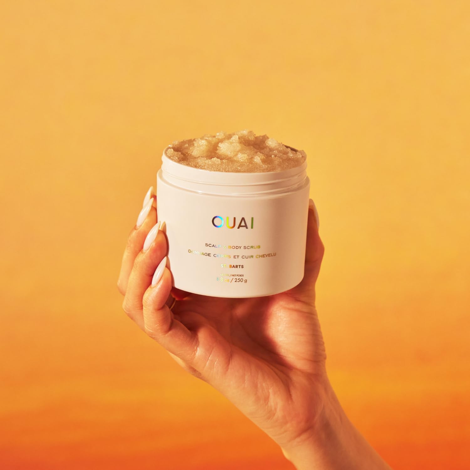 OUAI St Barts Scrub removes buildup without stripping skin