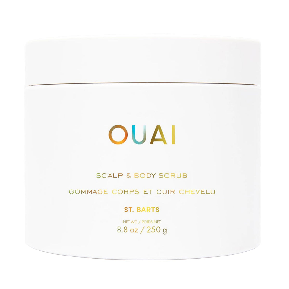 OUAI St Barts Scrub sugar crystals gently exfoliate scalp and body