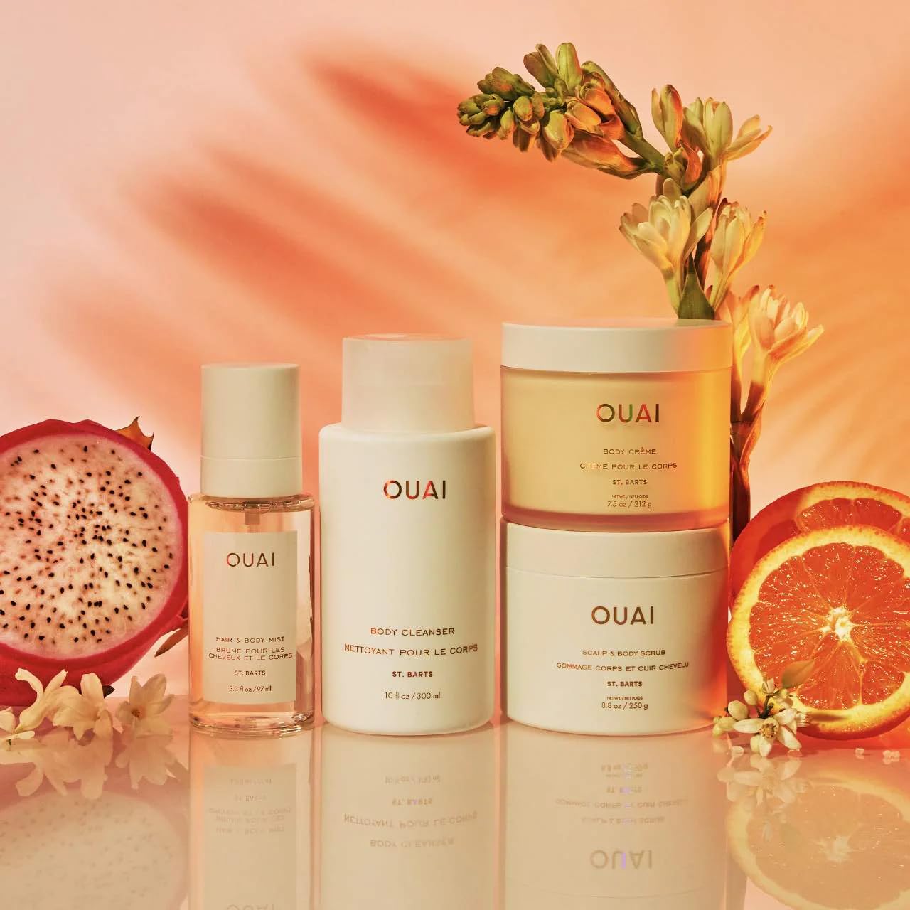 OUAI St. Barts musk base note close-up adds lasting warmth to hair and skin.