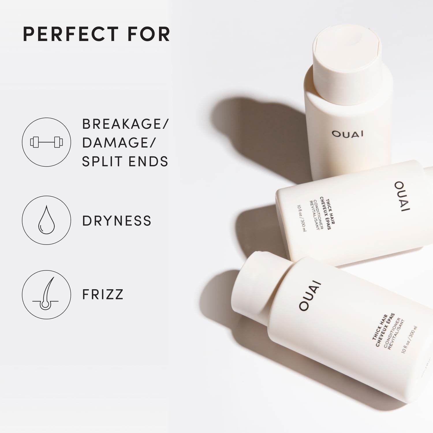 OUAI Thick Hair Conditioner with avocado oil coating to prevent breakage