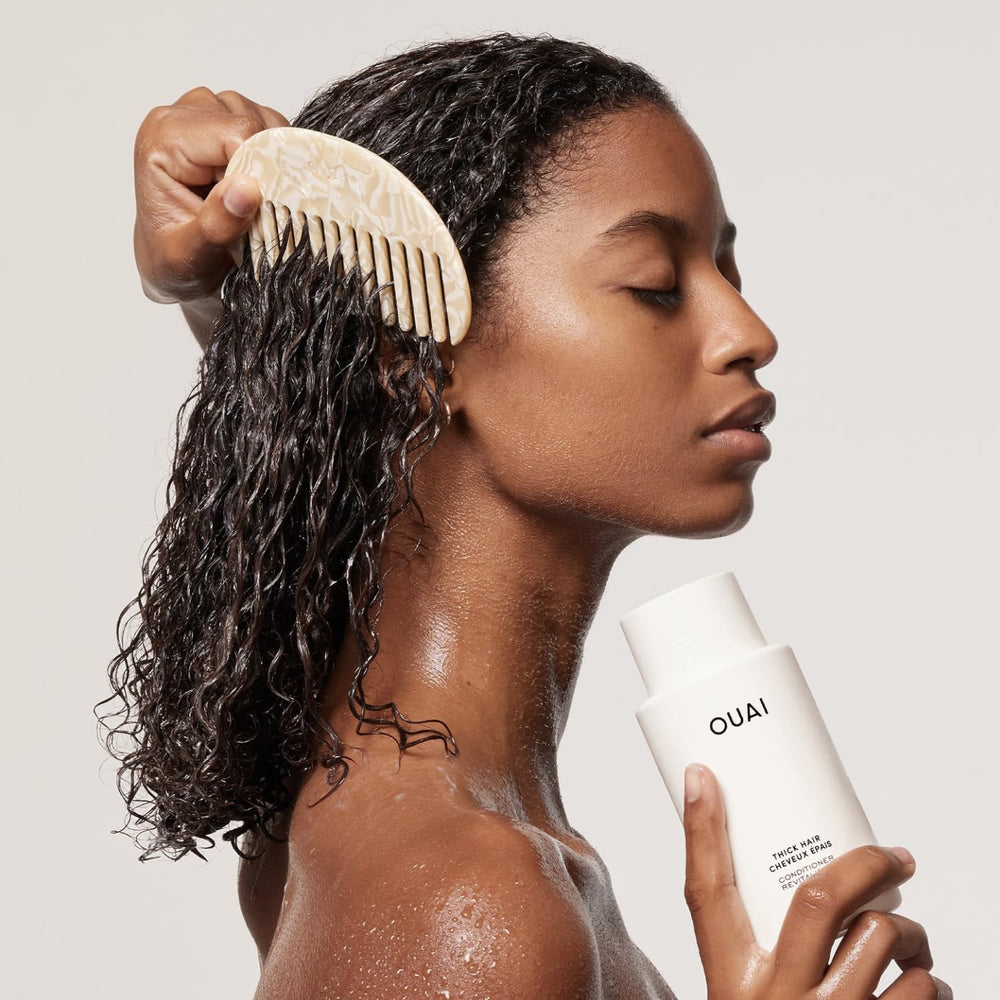 OUAI Thick Hair Conditioner with marshmallow-root to detangle and reduce frizz