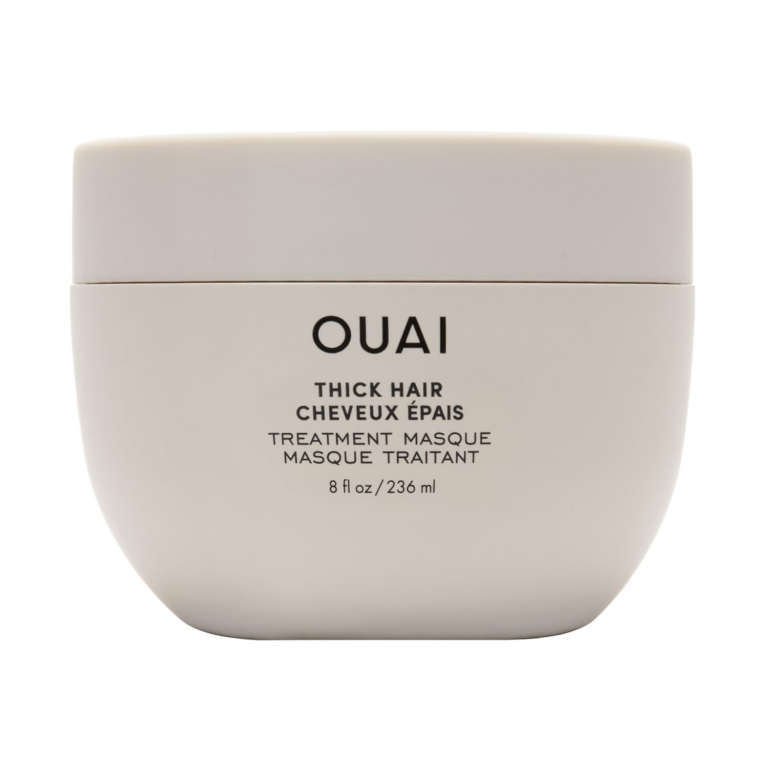 OUAI Thick Hair Mask bottle for smooth, shiny hair.