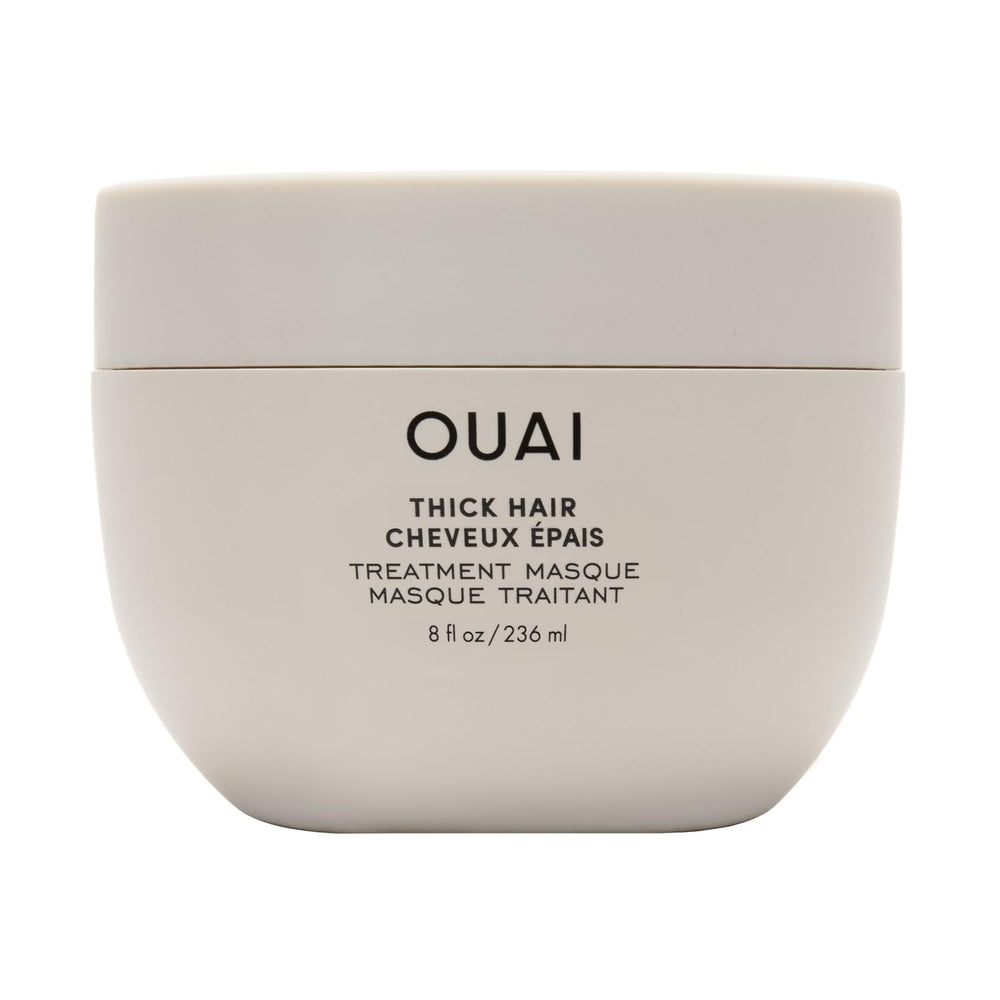 OUAI Thick Hair Mask bottle for smooth, shiny hair.