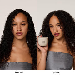 OUAI Thick Hair Mask jar closeup showing creamy formula.