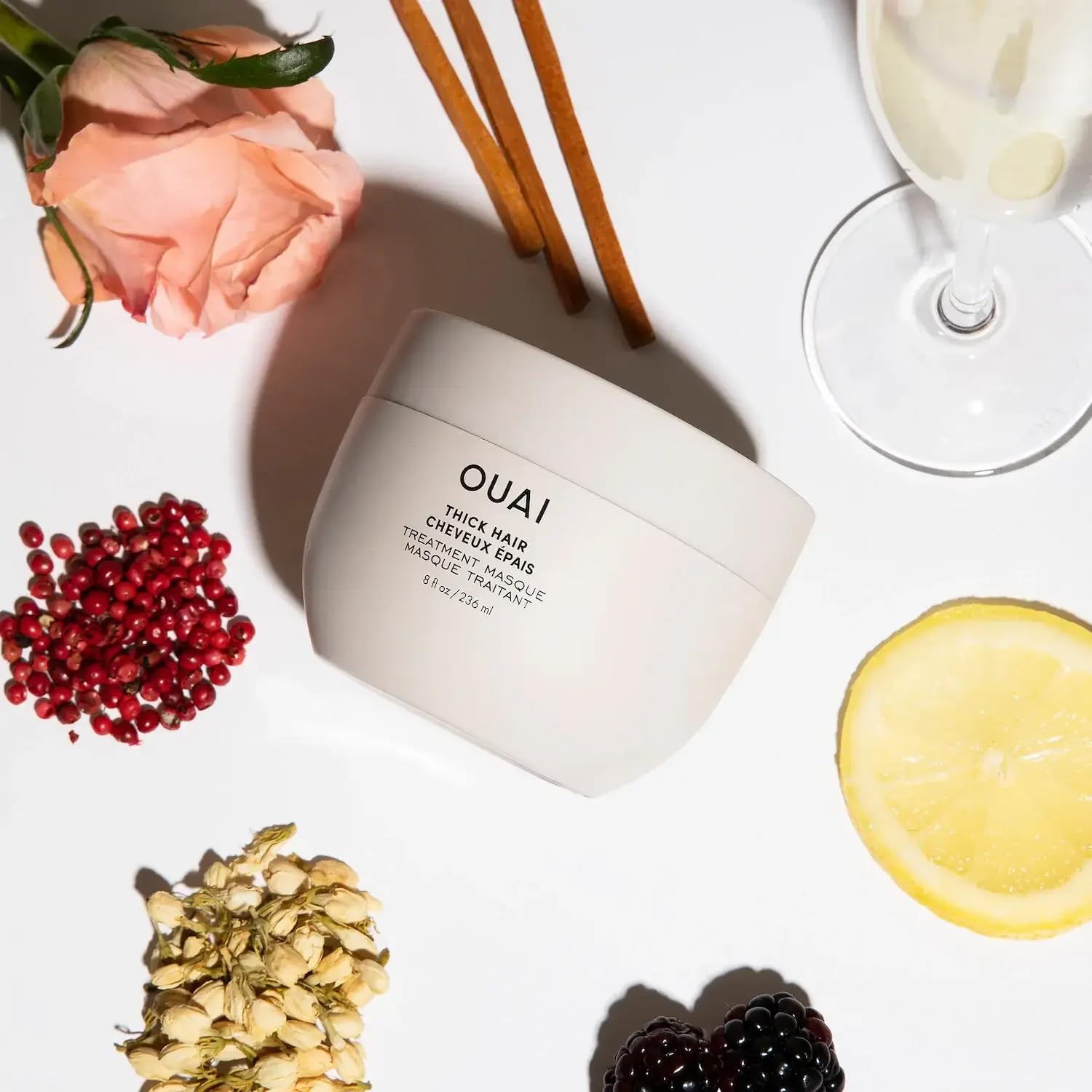 OUAI Thick Hair Mask hydrolyzed keratin helps reduce breakage.