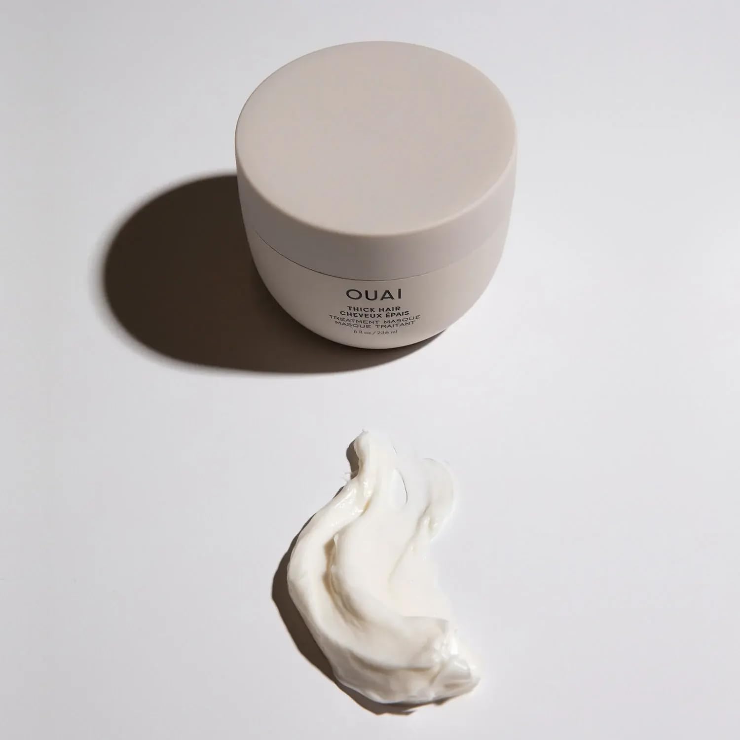 OUAI Thick Hair Mask packaging and 8 fl oz bottle.