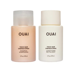 OUAI Thick Shampoo bottle close-up showing deep hydration for thick hair