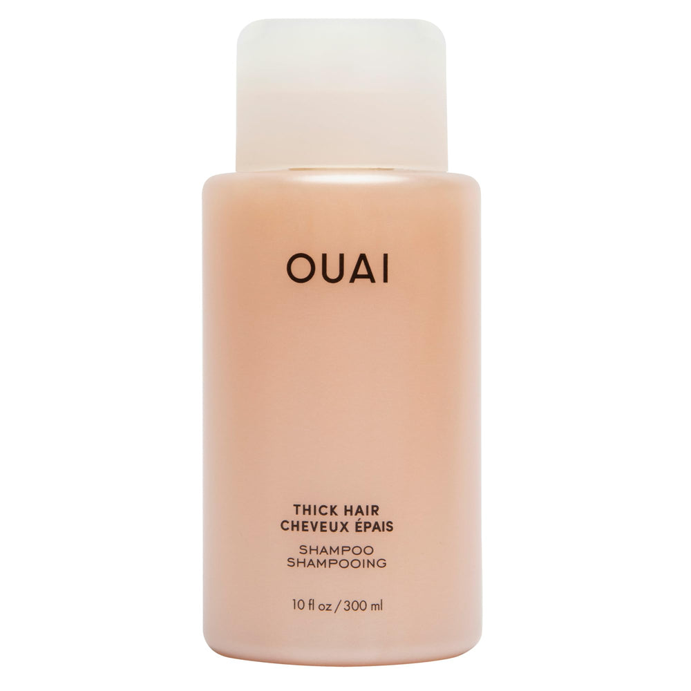 OUAI Thick Shampoo bottle front view highlighting moisture rich formula for thick hair