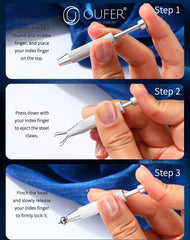 OUFER four-claw grip securely holds delicate pieces during removal and insertion.