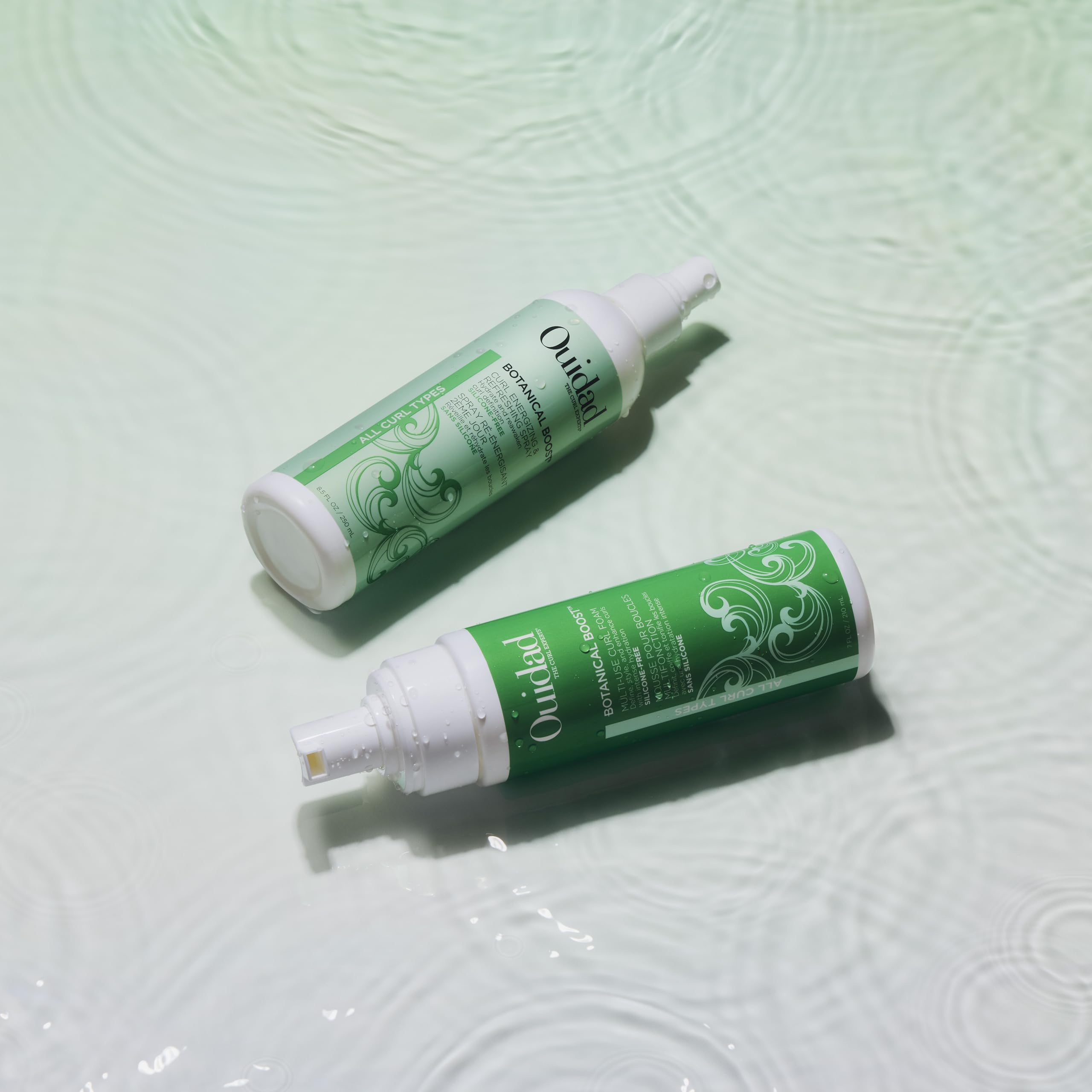 Misting damp curls revives texture and bounce with Ouidad.