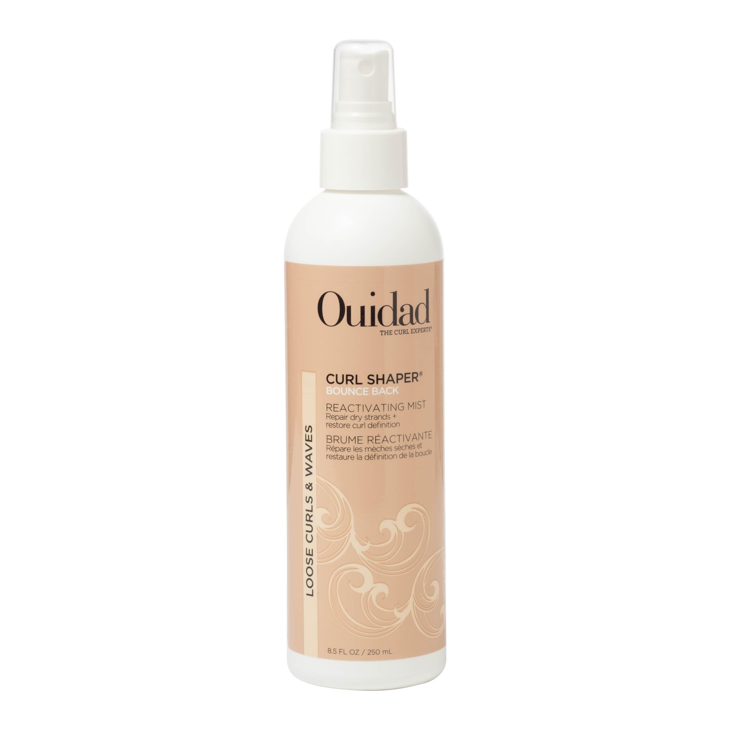 Ouidad Bounce Back Mist bottle shown for refreshing curls and conditioning between washes.