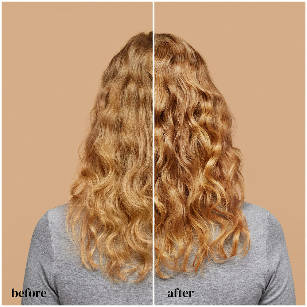 Ouidad Bounce Back Mist on hair shows lightweight hold and soft shine.