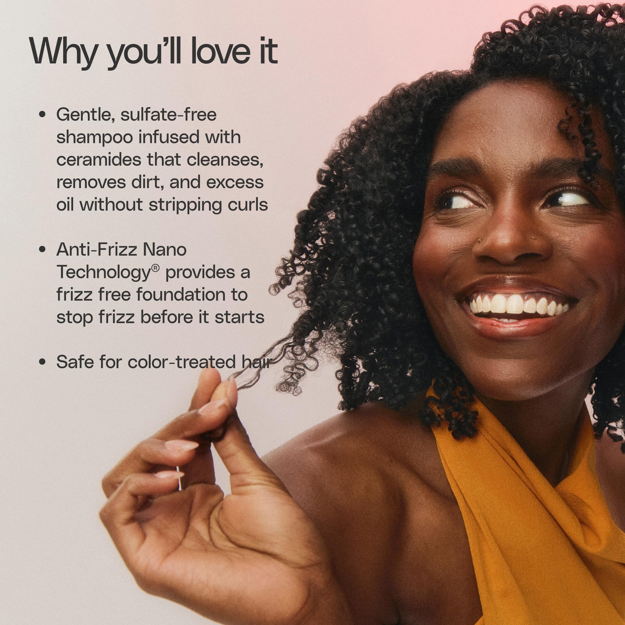 Ouidad conditioner with UV filter designed for color-treated hair protection.