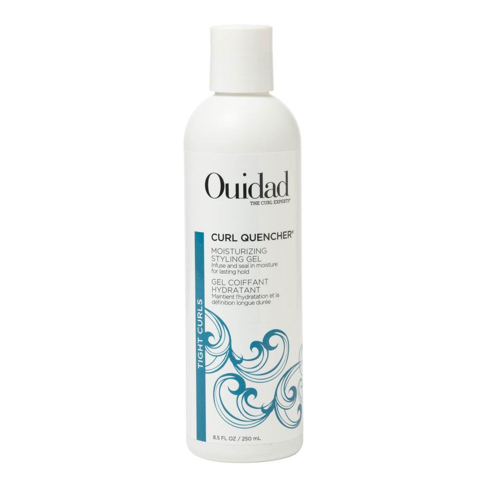 Ouidad Curl Quencher bottle pour shows lightweight hydration for defined curls.