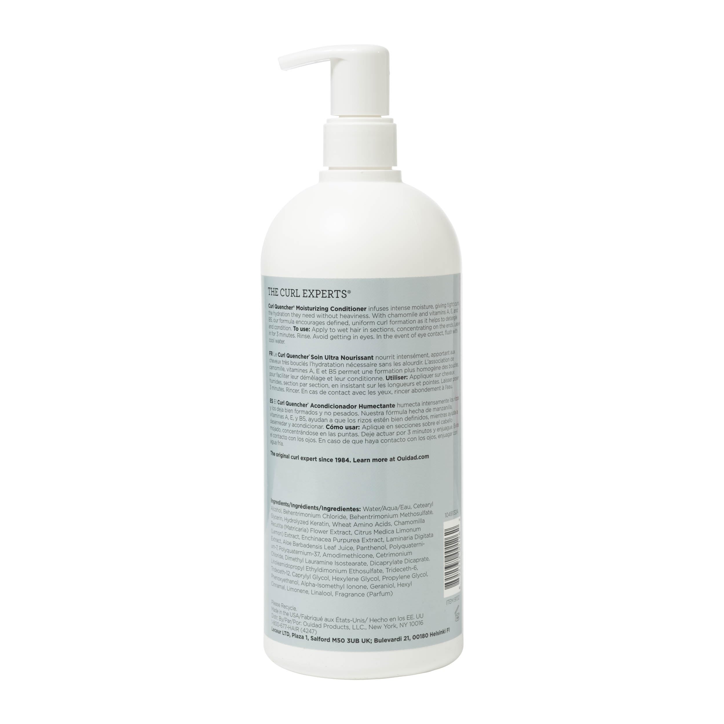 Ouidad Curl Quencher conditioner applied to hair for detangling ease.