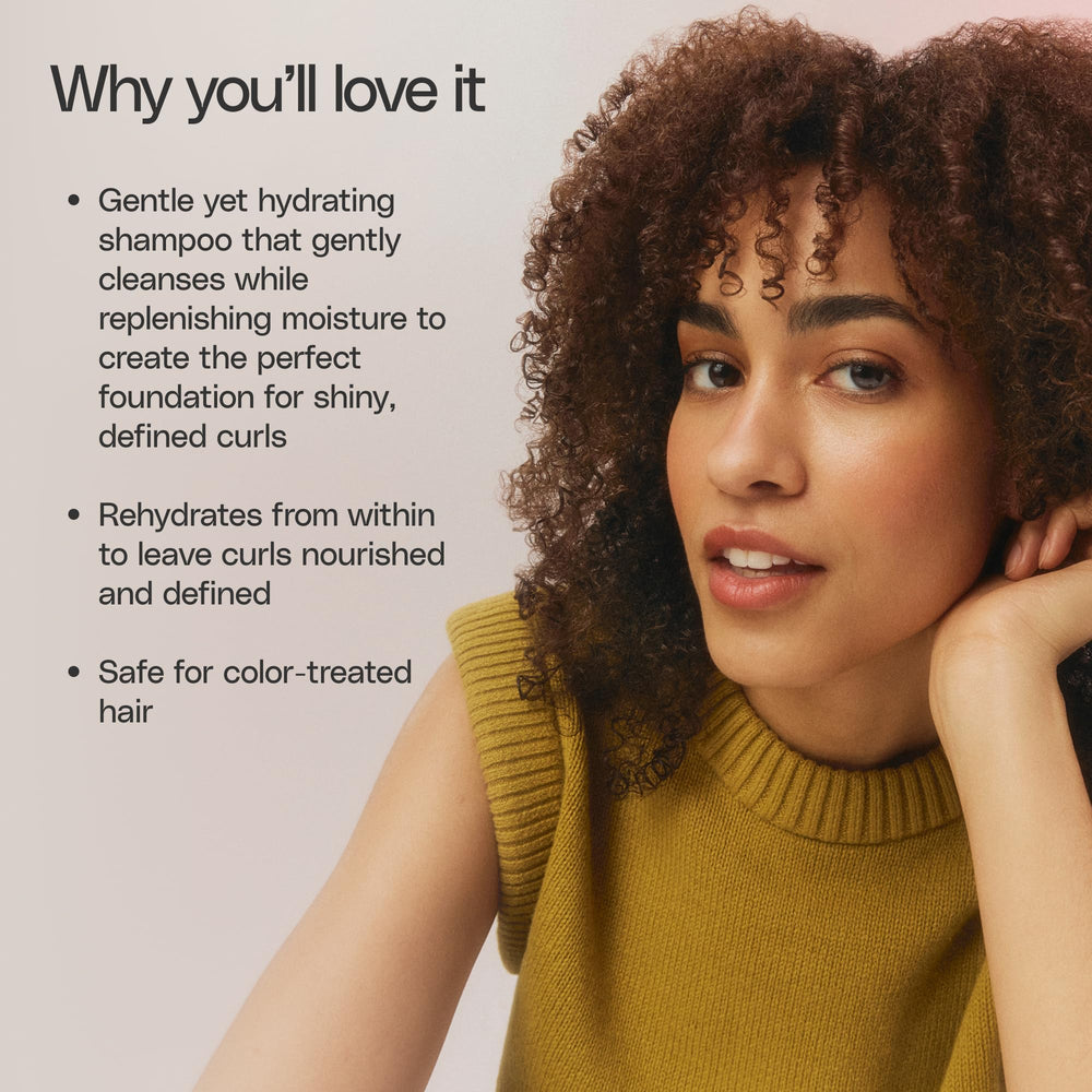 Ouidad Curl Quencher ingredients scene features chamomile, vitamins A & E for healthy-looking curls.