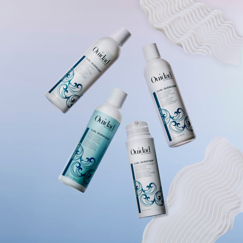 Ouidad Curl Quencher packaging display suggesting a curl care routine