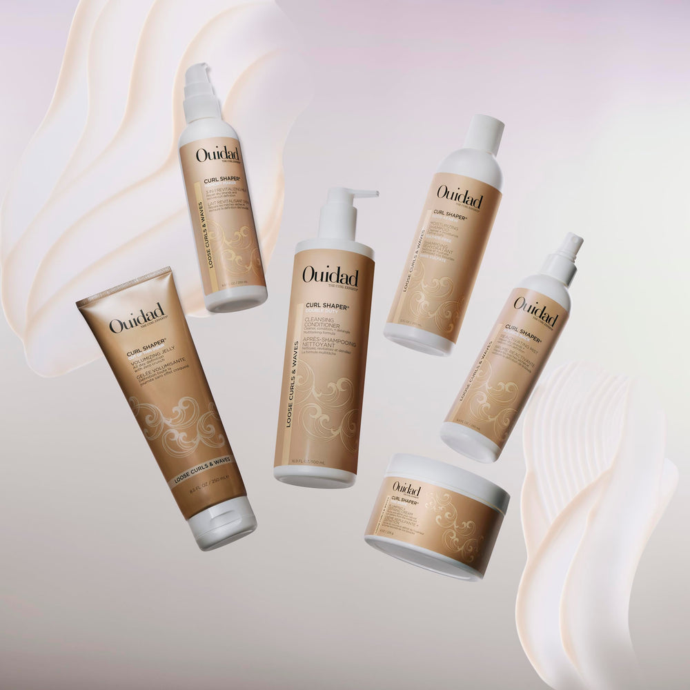 Ouidad Curl Shaper packaging box emphasizes brand legacy and curl-focused formula.