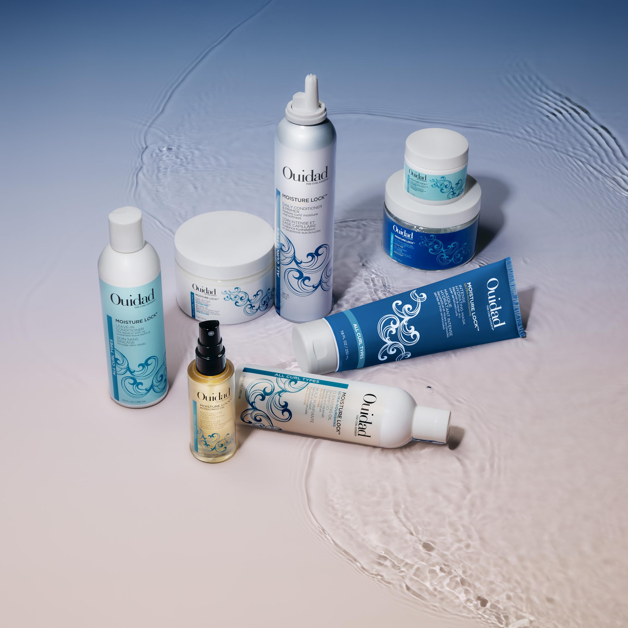 Ouidad Moisture Lock Leave-In: envase compacto para uso diario.