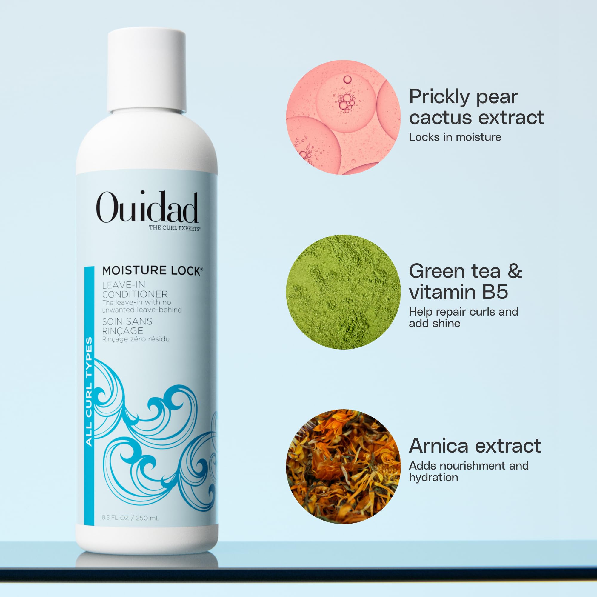 Ouidad Moisture Lock on wet curls delivering detangling slip.