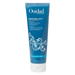 Ouidad Moisture Lock mask bottle close-up highlighting deep hydration for all curl types