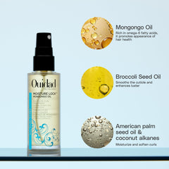 Ouidad Mongongo Oil frizz-control formula taming flyaways on curly hair.