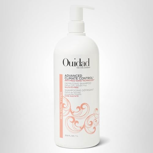 Ouidad pump dispenser in action suggesting easy, mess-free daily use.