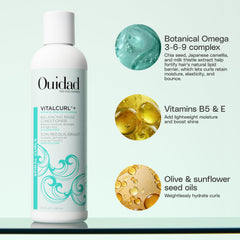 Ouidad VitalCurl+ balance ingredients label highlights Omega 3-6-9 blend.
