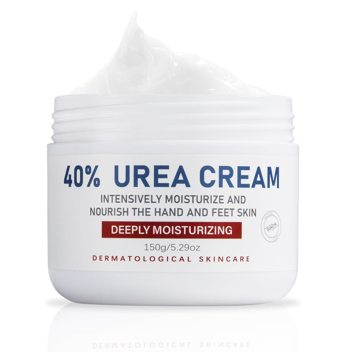 OUKEYA crema de urea 40% en frasco para hidratación profunda de pies y manos.