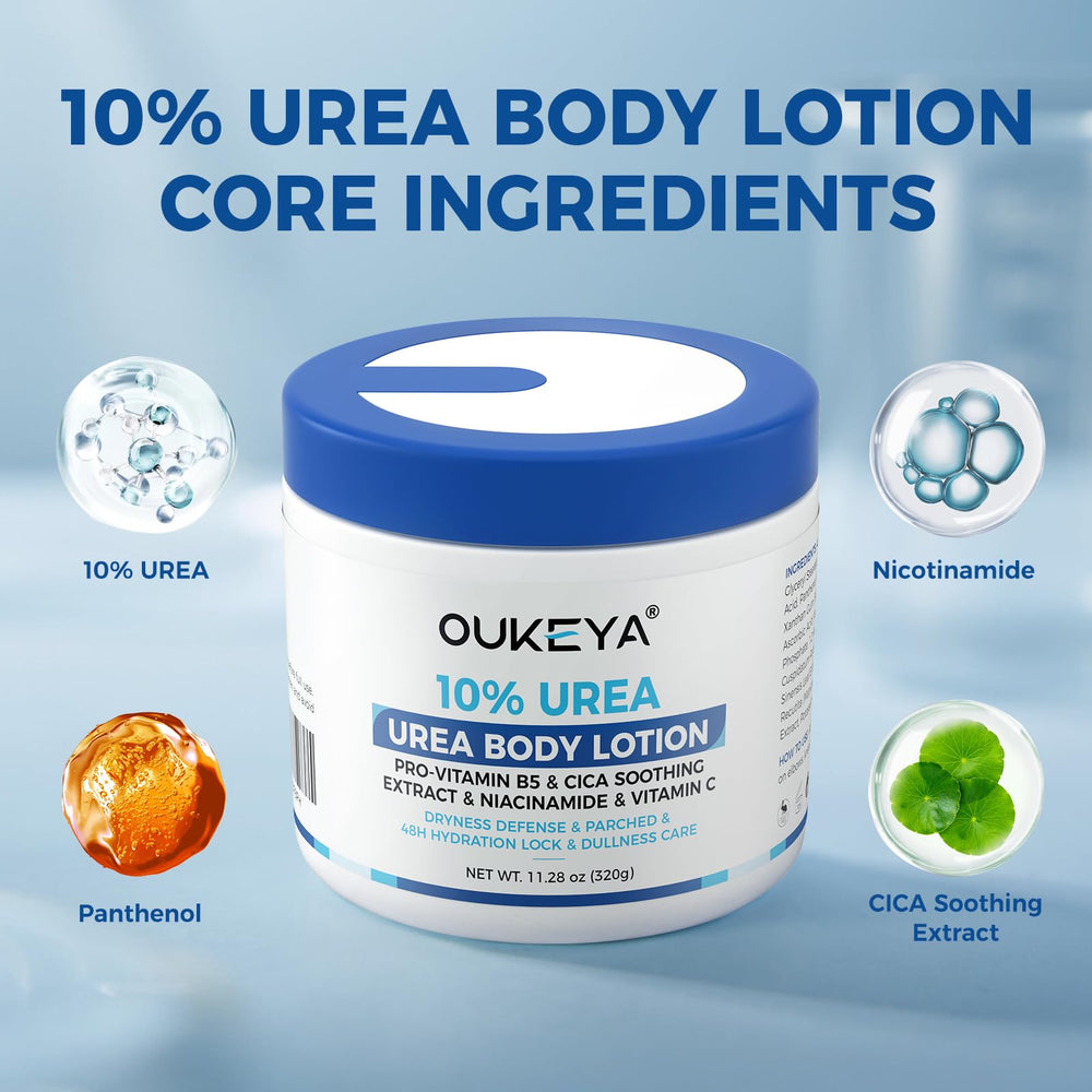 Textura suave de OUKEYA crema urea cuerpo, absorción rápida.