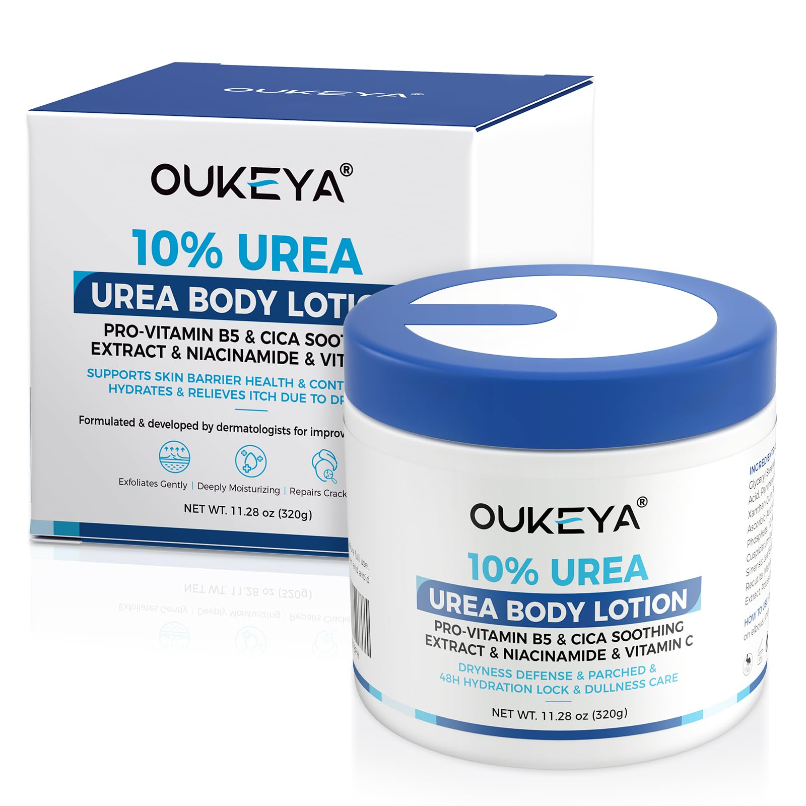 Rutina diaria OUKEYA crema urea para cuidado de la piel.