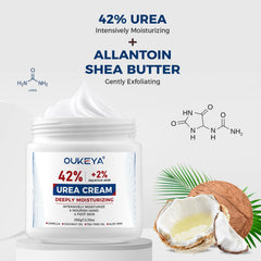 OUKEYA Urea Cream 42% ingredients include glycerin, camellia, and aloe.