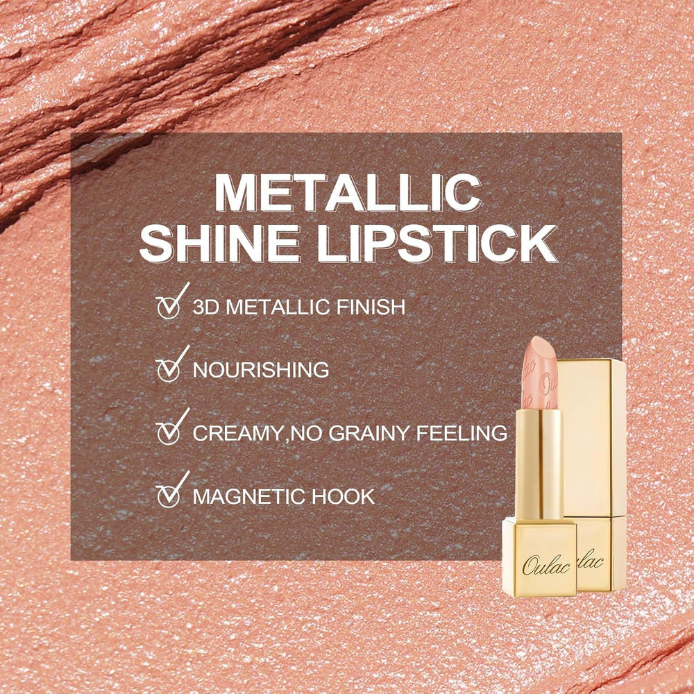 Oulac labial nude peach detalle tubo diseño elegante