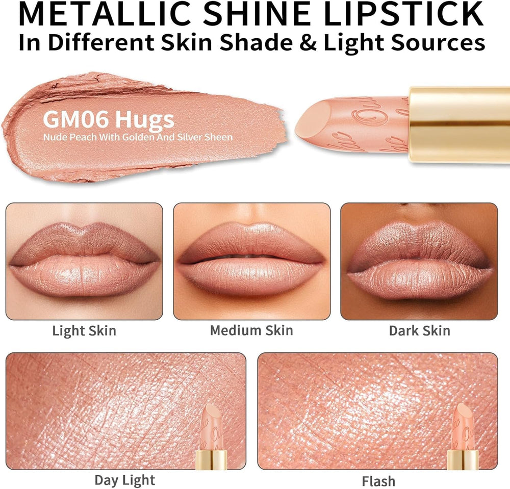 Oulac labial nude peach envase magnetico de lujo para retoques