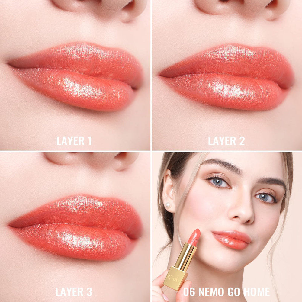 Oulac labial vegano tono coral-rosado cómodo de aplicar