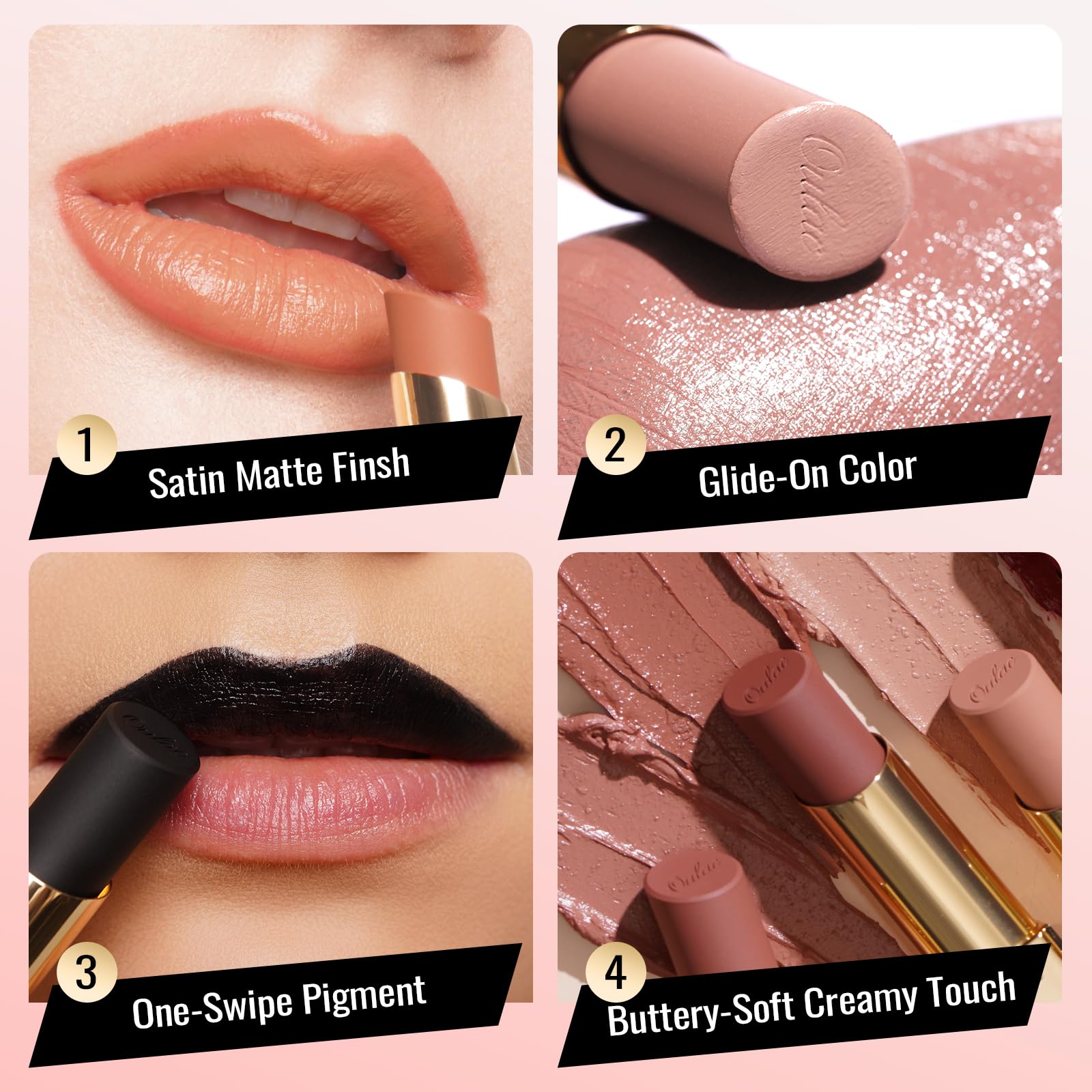 Oulac Labios acabado satinado-mate, apariencia equilibrada