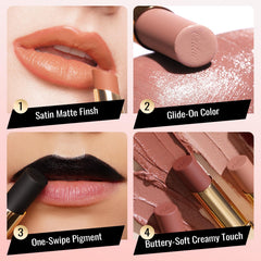 Oulac Labios acabado satinado-mate, apariencia equilibrada