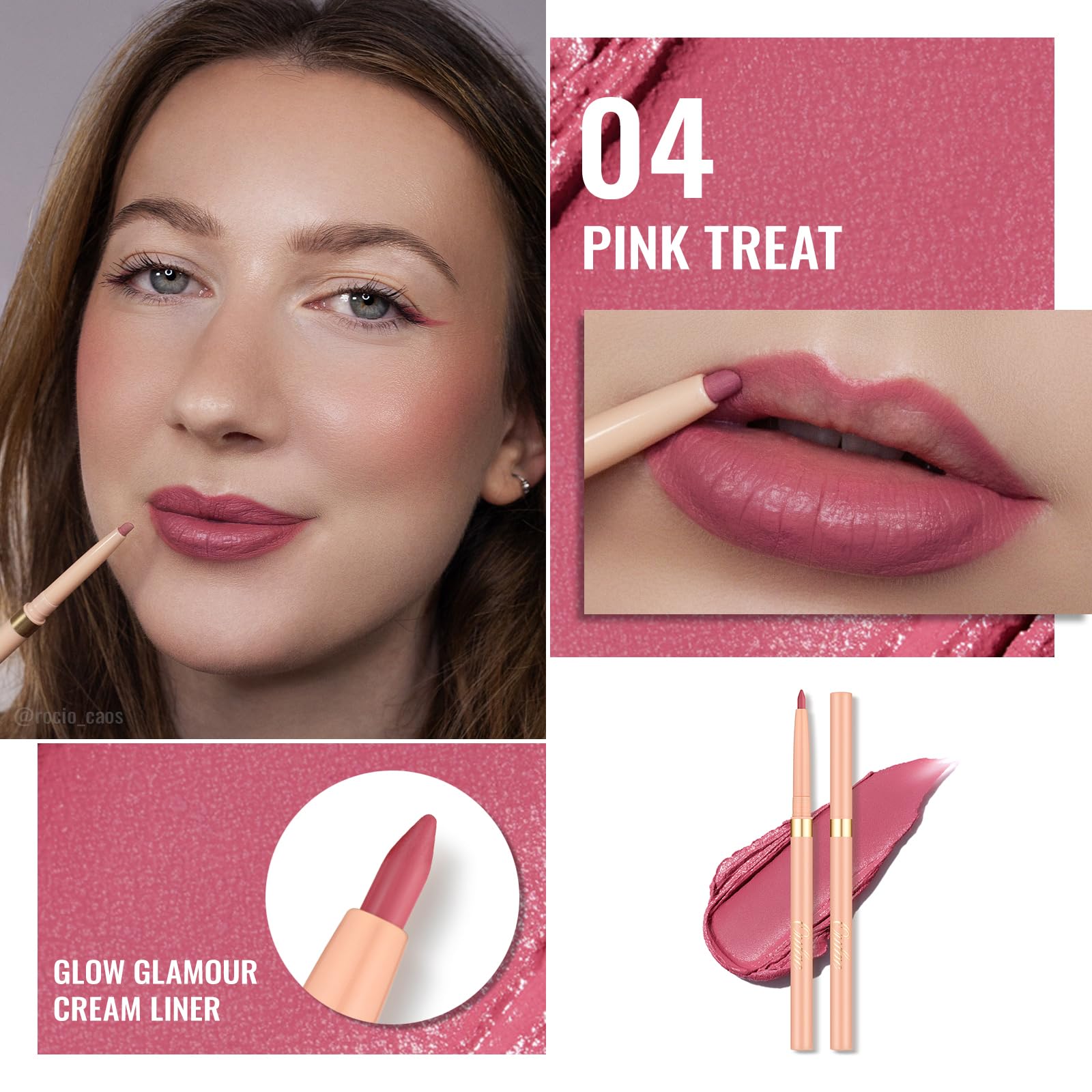 Oulac Rosa Delicia delineador-ojos retráctil para trazos suaves y precisos.